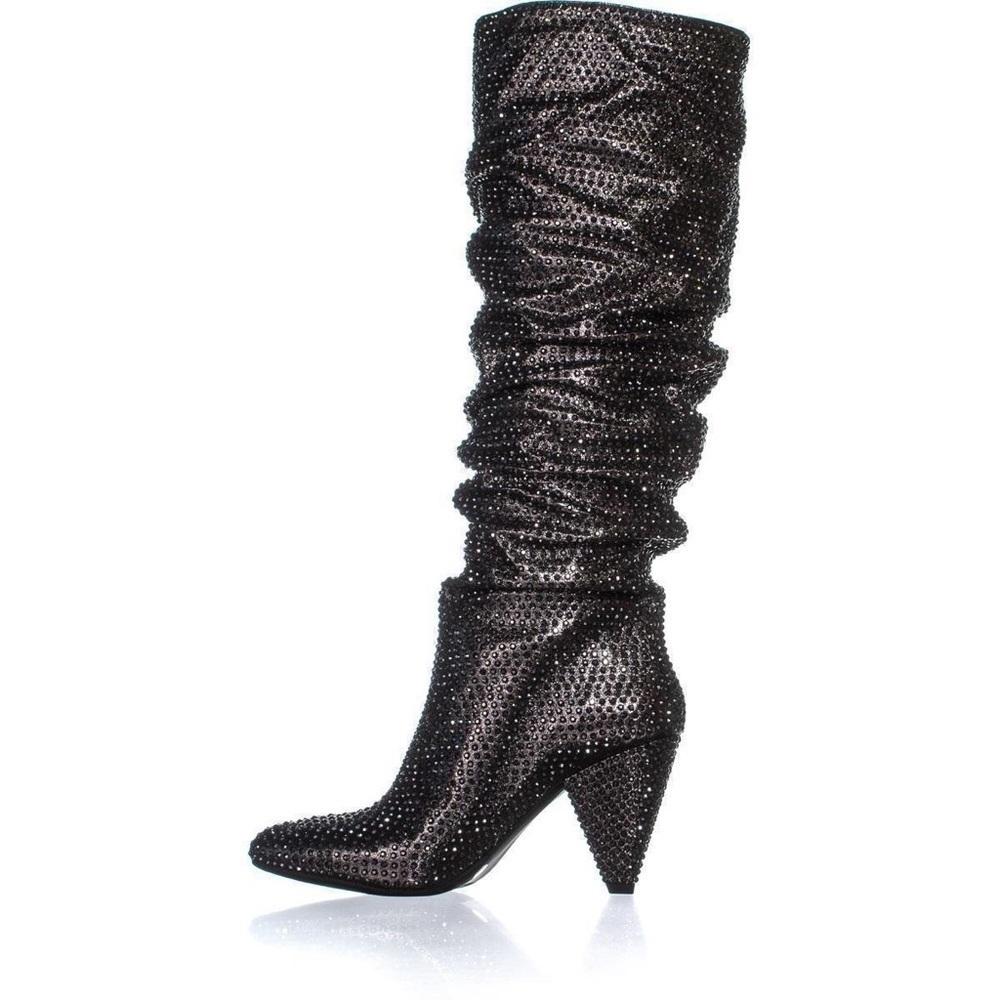 new! INC International Concepts Metallic Black Rhinestone Gerii Boots - Picture 2 of 16